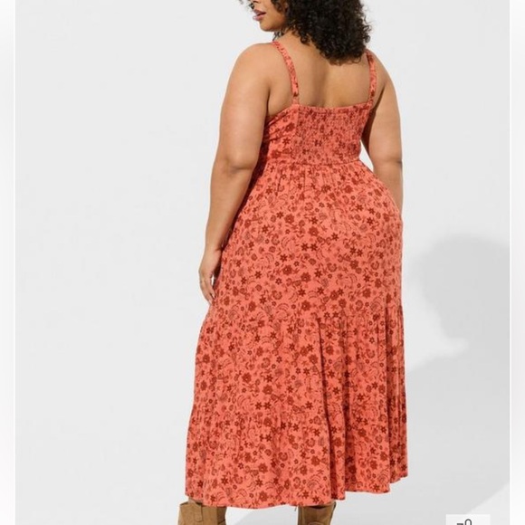 Torrid Maxi Rayon Slub Lace Up Tiered Dress size 3 nwt - Picture 5 of 13